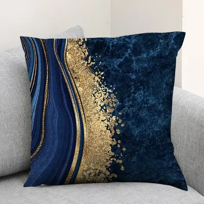 Seaside Scenery Pattern Pillow Case, 1 Count Square Abstract Decorative Cushion Cover Without Filler For Home Sofa Bed