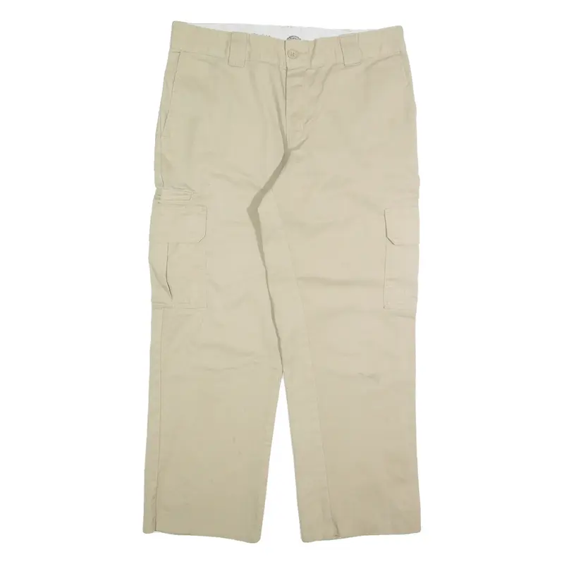 DICKIES Cargo Chino Mens Trousers Beige Regular Straight W34 L27
