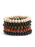Simple Wooden Beaded Bracelets, 5pcs/set Casual All-match Trendy Matching Bracelets, Friendship Couple Bracelets for Daily We...
