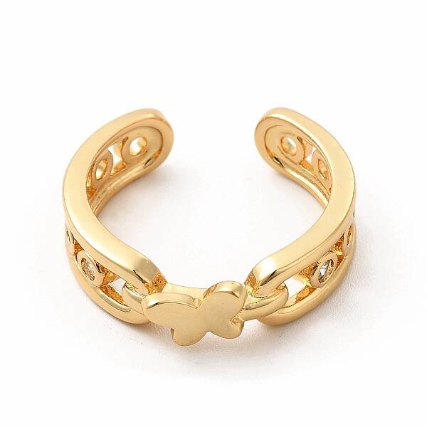 Cubic Zirconia Butterfly Open Cuff Ring