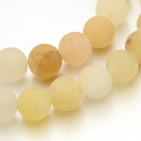 Frosted Round Natural Yellow Aventurine Bead Strands