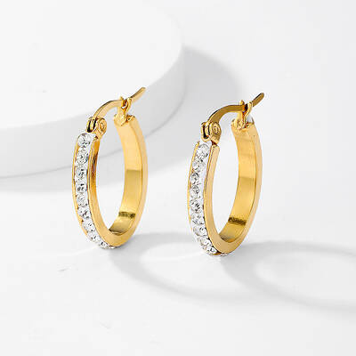 Elegant Geometric Oval Stainless Steel Hoop Earrings