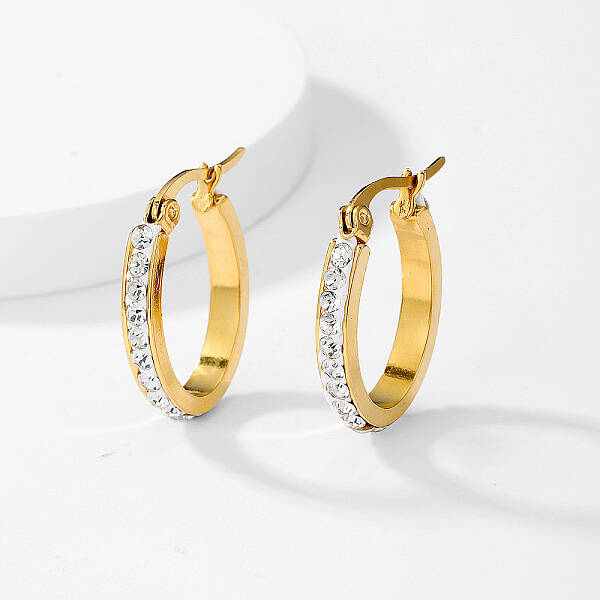 Elegant Geometric Oval Stainless Steel Hoop Earrings
