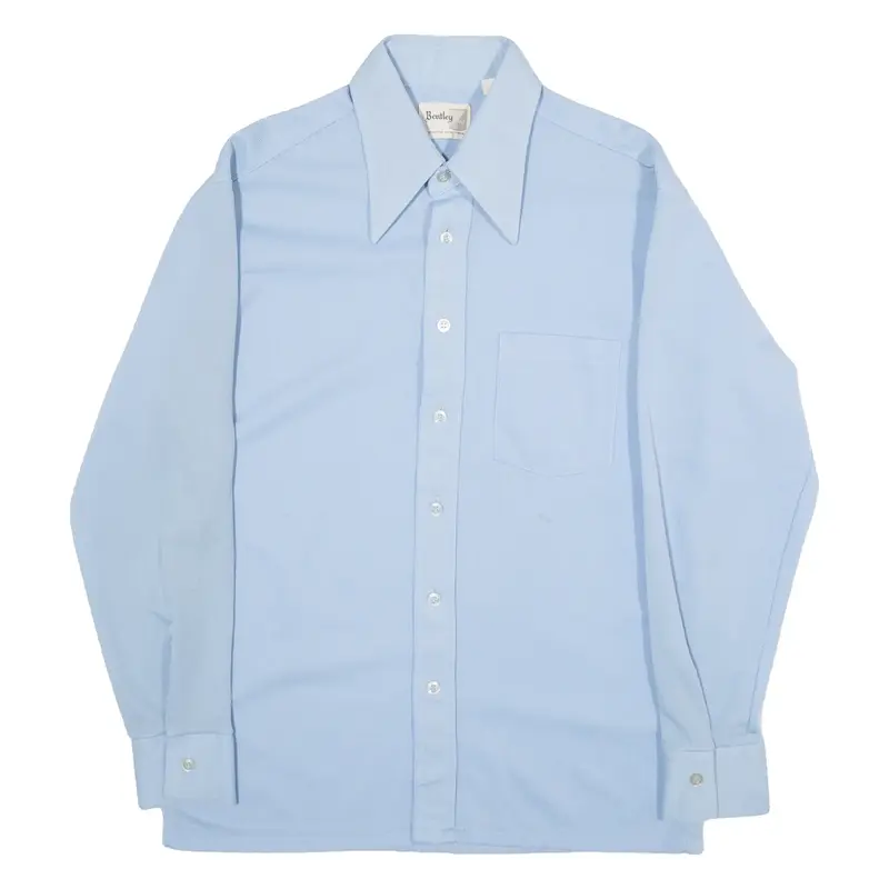 BENTLEY Mens Plain Shirt Blue Long Sleeve L