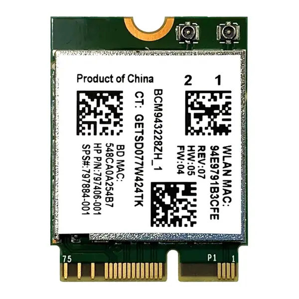 797884-001 HP IEEE 802.11a/b/g/n Dual-Band 2x2 Wifi/Bluetooth 4.0 Wireless LAN Card