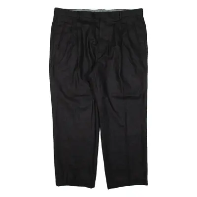 Pleated Mens Knit Trousers Black Regular Straight Wool W40 L28