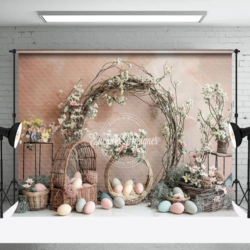 Floral Easter Egg Warm Color Wall Photo Backdrop - Aperturee