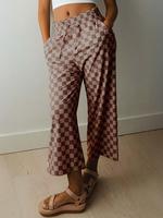 Women's Plaid Print Elastic High Waist Wide Leg Pants, Casual Comfy Trousers for Daily Wear, Ladies Bottoms for All Seasons, ...