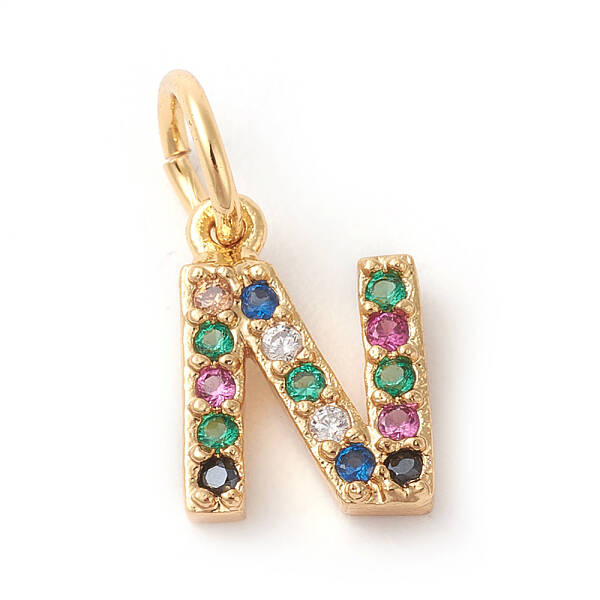 Brass Micro Pave Colorful Cubic Zirconia Charms