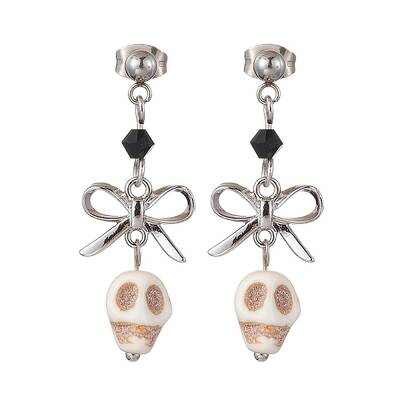 Synthetic Turquoise Skull Stud Earrings