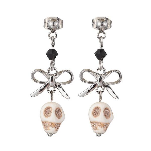Synthetic Turquoise Skull Stud Earrings