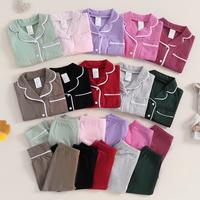 Toddler Baby Girls Boys Pajamas Set Patchwork Long Sleeve Shirts Tops Long Pants 2Pcs Lounge Suit Sleepwear