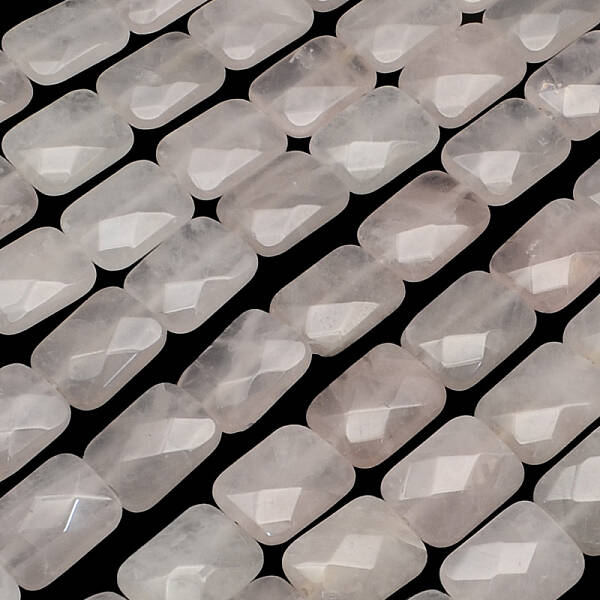 Faceted Rectangle Natural Rose Quartz Beads Strands