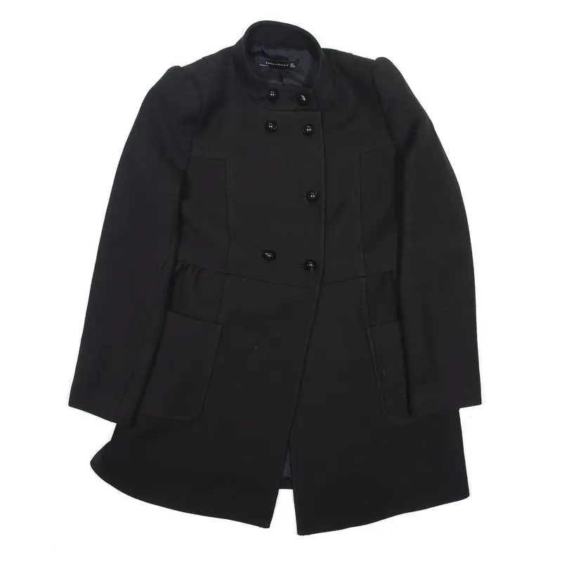 ZARA Overcoat Jacket Black Wool Womens L