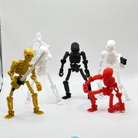 3D Printed Poseable Skeleton Action Figure with Weapons – Articulated Toy Skeleton for Halloween Decor, Photography, or She...