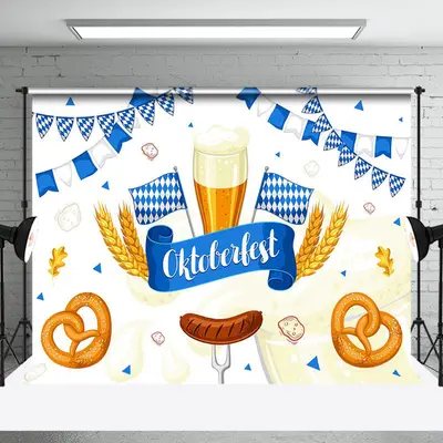 White Bread Wheat Blue Flag Oktoberfest Backdrop