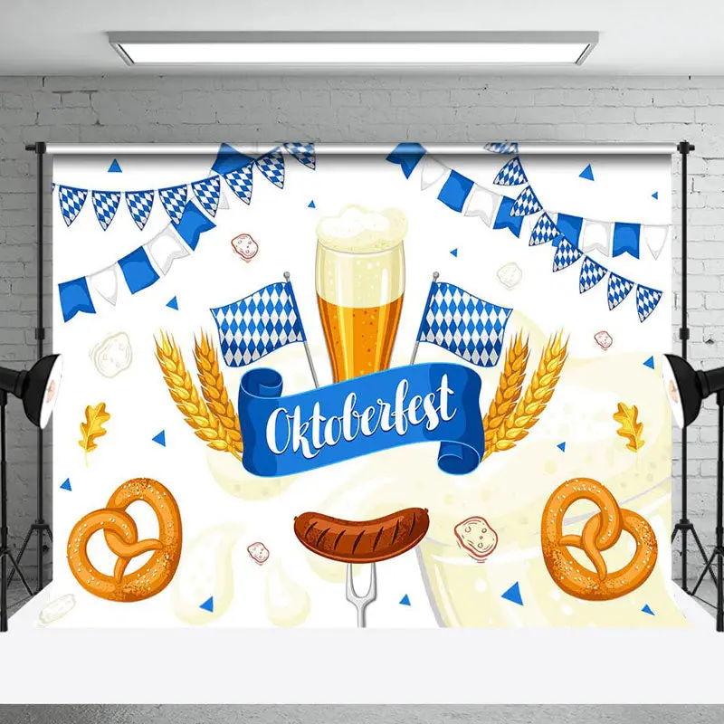 White Bread Wheat Blue Flag Oktoberfest Backdrop