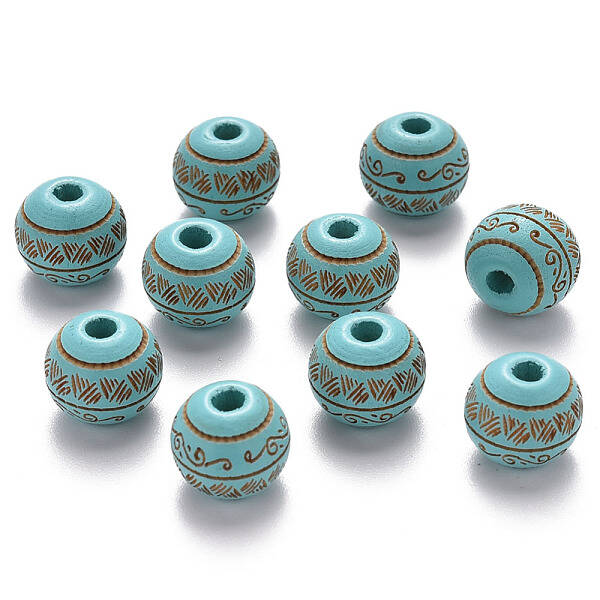Painted Natural Wood Beads