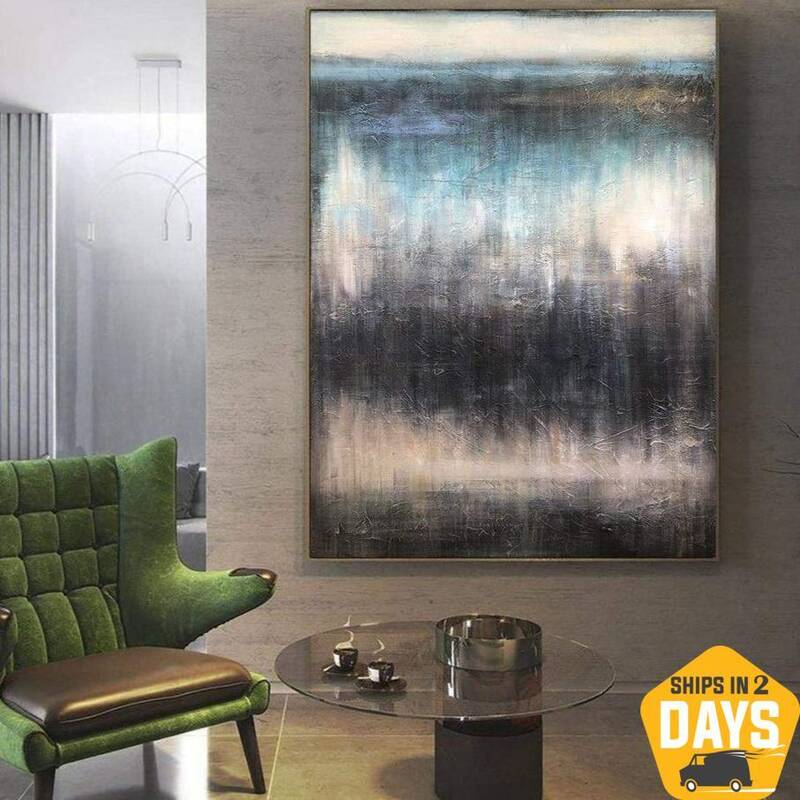 Large Artwork For Wall Black Art Canvas Modern Abstract Painting Unique Wall Art | ETERNAL SHINING 72"x54"