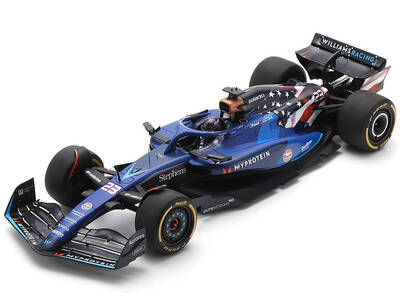 Williams FW45 #23 Alex Albon Williams Racing Formula One F1 United States GP (2023) and Acrylic Display Case 1/18 Model Car b...