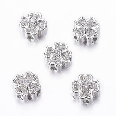 Rack Plating Brass Micro Pave Cubic Zirconia Beads