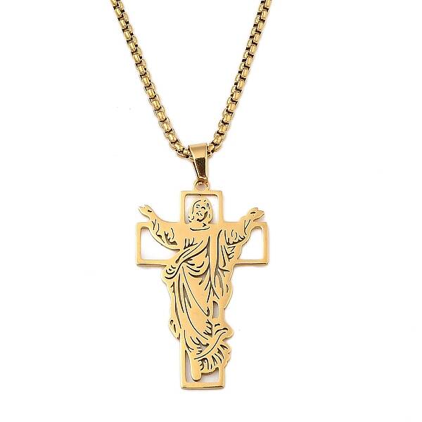 201 Stainless Steel Religion Pendant Box Chain Necklaces for Women