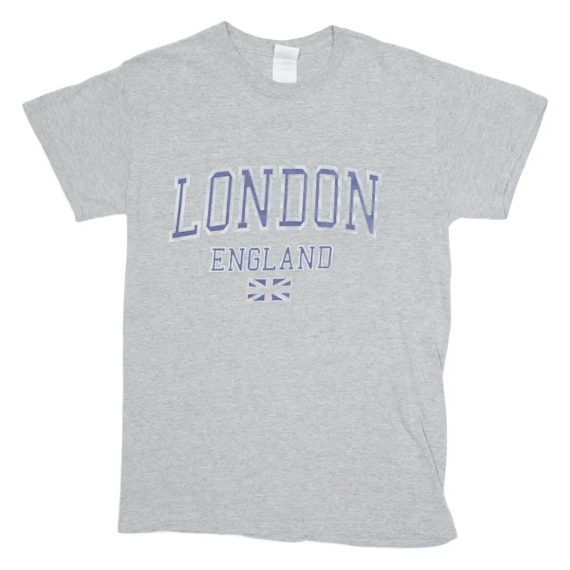 GILDAN London Mens T-Shirt Grey Crew Neck S