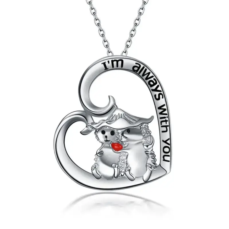 Sterling Silver Hedgehog & Heart Pendant Necklace
