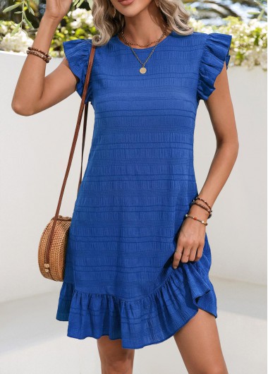 Modlily Royal Blue Short Tummy Coverage Round Neck Dress - XL