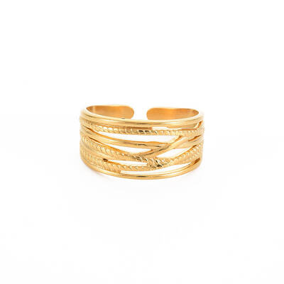 Ion Plating(IP) 304 Stainless Steel Criss Cross Open Cuff Ring for Women