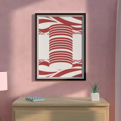 Twist of Elegance - Striking Red & White Art
