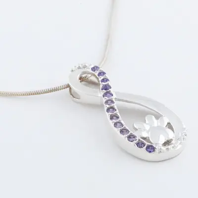 Infinity Love for Paws Sterling & Crystal Necklace - Pendant Only