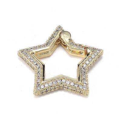 Brass Micro Pave Clear Cubic Zirconia Spring Gate Rings