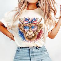 Western America Highland Cow Shirts, America Shirt, 4th Of july, Western Tee, American Flag, Us, America Designs, Freedom