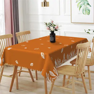 Dandelion Leaves Orange Color Rectangle Tablecloth - Aperturee