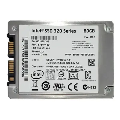 SSDSA1NW080G3 Intel 320 80GB Multi-Level Cell SATA 3Gb/s 1.8-Inch Solid State Drive