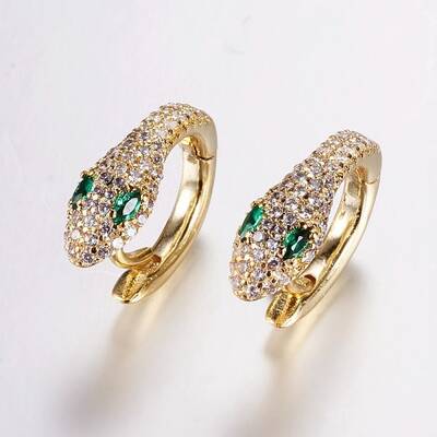 Brass Micro Pave Cubic Zirconia Hoop Earrings