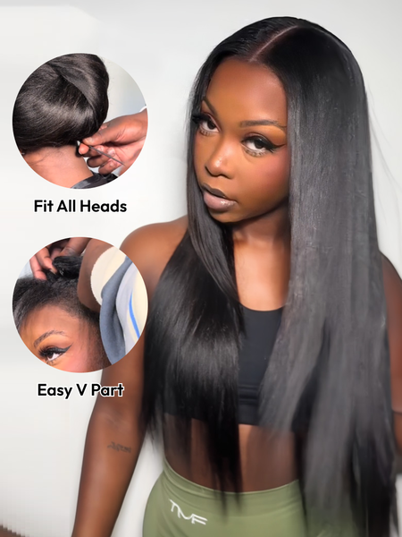 UNice EasiContour V Part 150% Density Glueless Yaki Wig