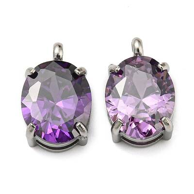 304 Stainless Steel Charms Micro Pave Cubic Zirconia