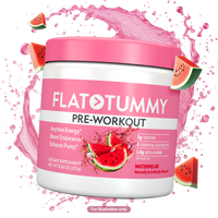 FLAT TUMMY Pre Workout Powder with Pure Creatine Monohydrate - Watermelon or Fruit Punch Flavor - Energy, Endurance, Performa...