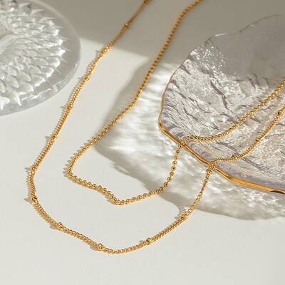 304 Stainless Steel Double Layer Necklaces for Women