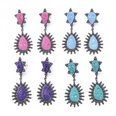 Polymer Clay Rhinestone Dangle Stud Earrings