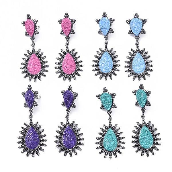 Polymer Clay Rhinestone Dangle Stud Earrings
