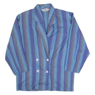 Womens Printed Shirt Blue Collared Long Sleeve Striped XL