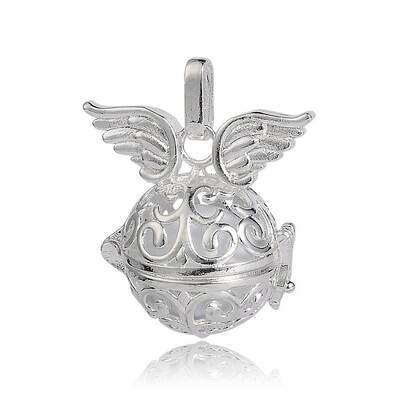 Silver Color Plated Brass Hollow Round Cage Pendants