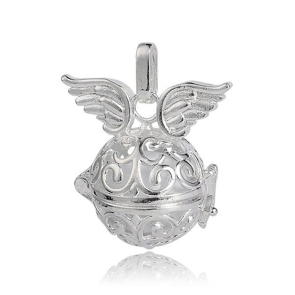 Silver Color Plated Brass Hollow Round Cage Pendants