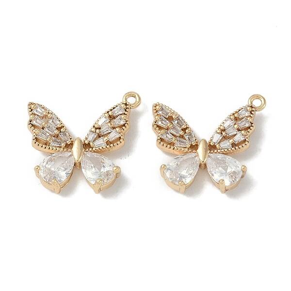 Brass Micro Pave Clear Cubic Zirconia Pendants