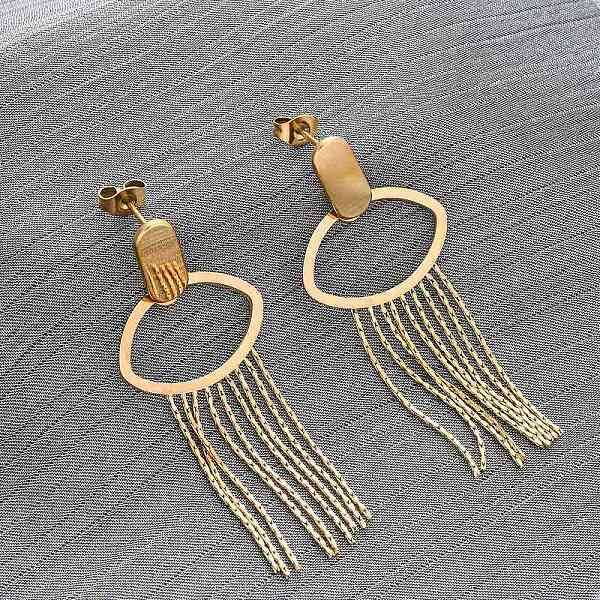 304 Stainless Steel Tassel Stud Earrings