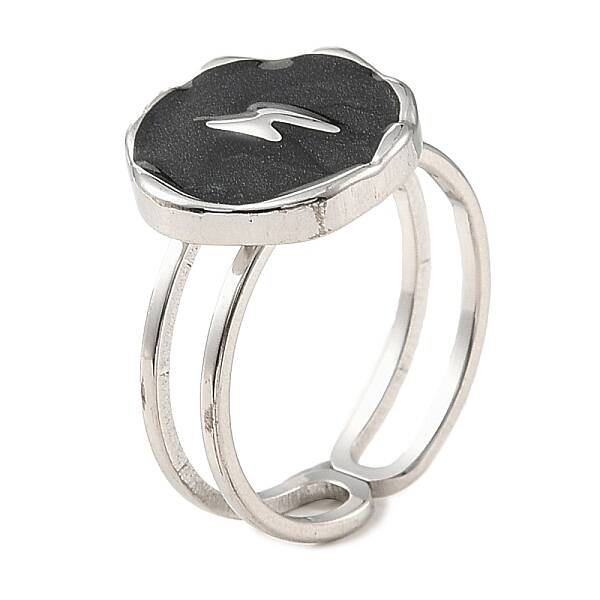 304 Stainless Steel Enamel Open Cuff Rings for Women
