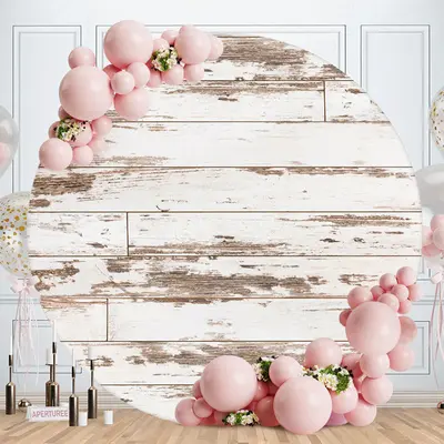 Aperturee Old Ancient Grey Round Wood Birthday Backdrop
